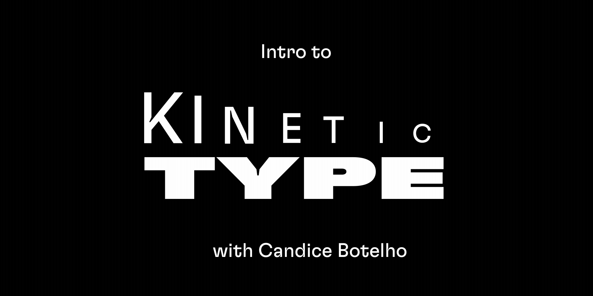 Animated white type over a black background.
